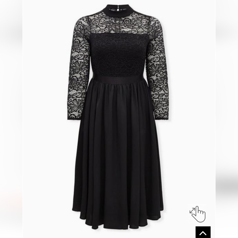 Torrid Black Lace Mock Neck Midi Dress